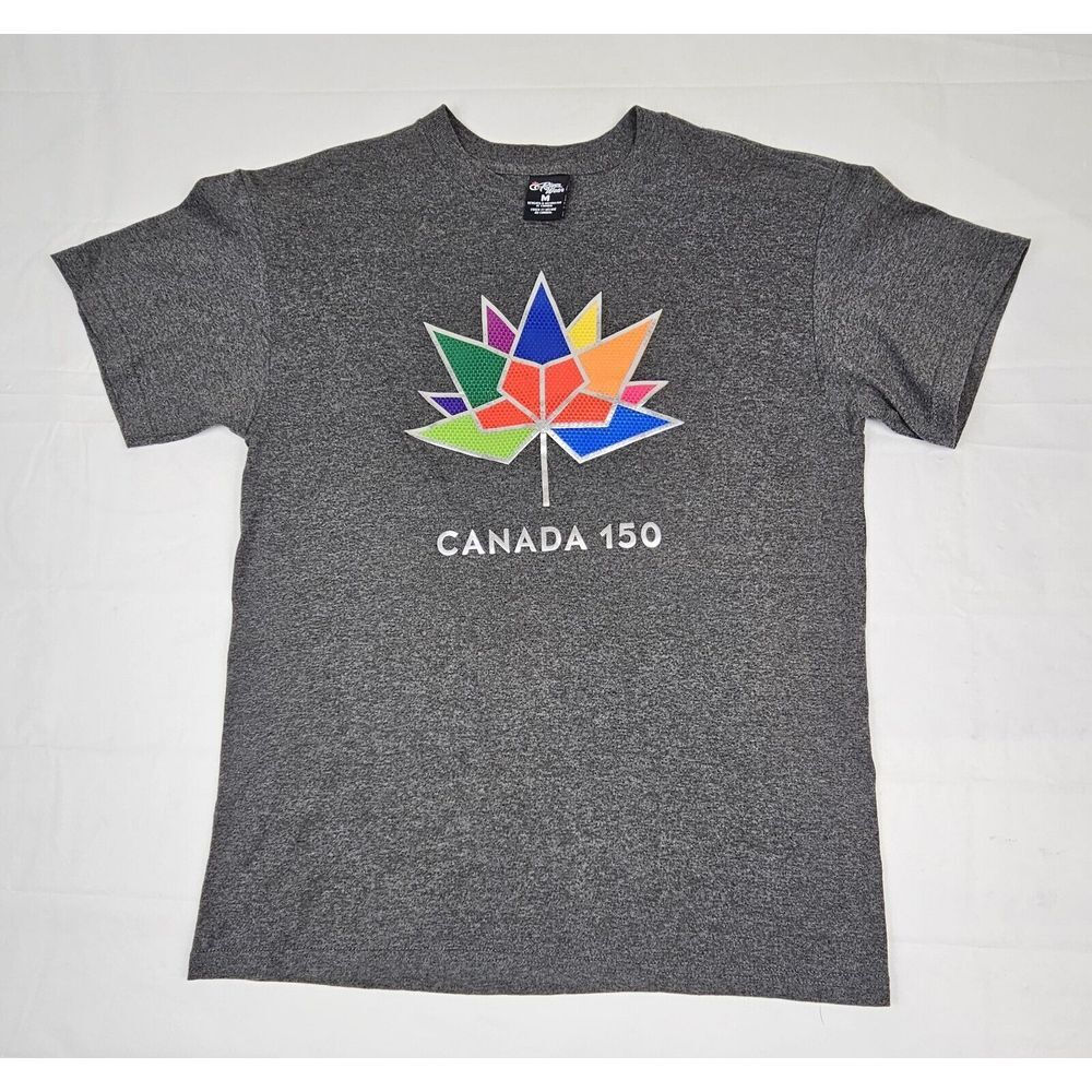 CANADA T-Shirt Adult Medium. 150th‎ Anniversary Grey Multicolor Leaf.